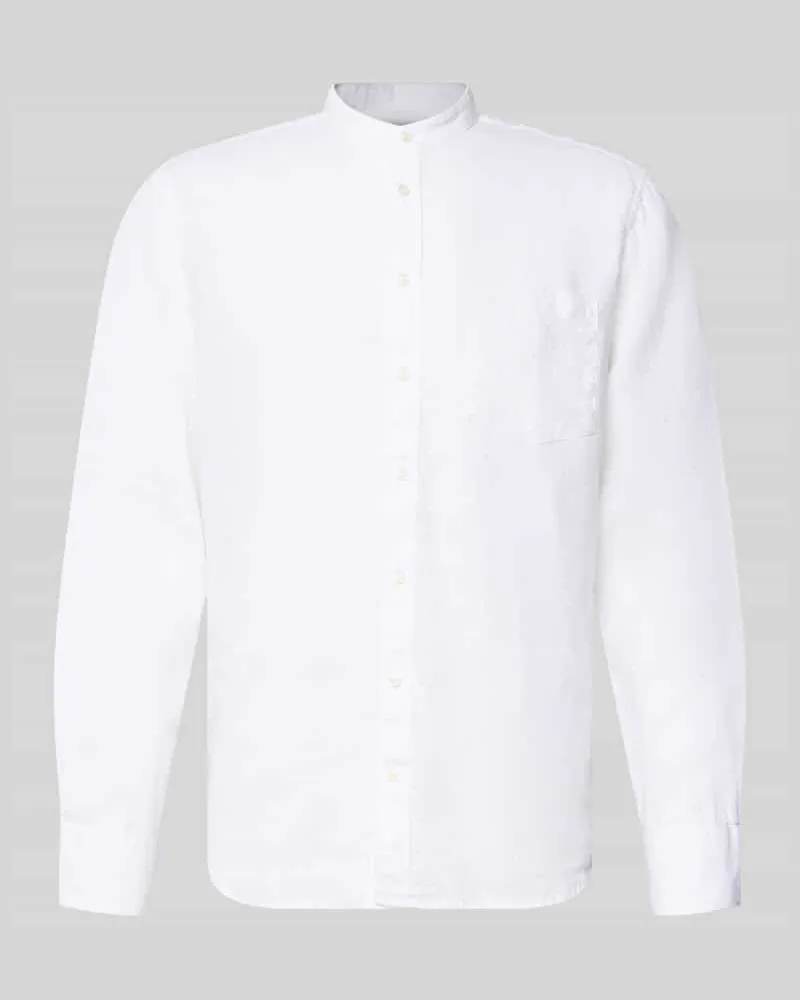 Seidensticker Regular Fit Freizeithemd aus reinen Leinen mit Stehkragen Weiss