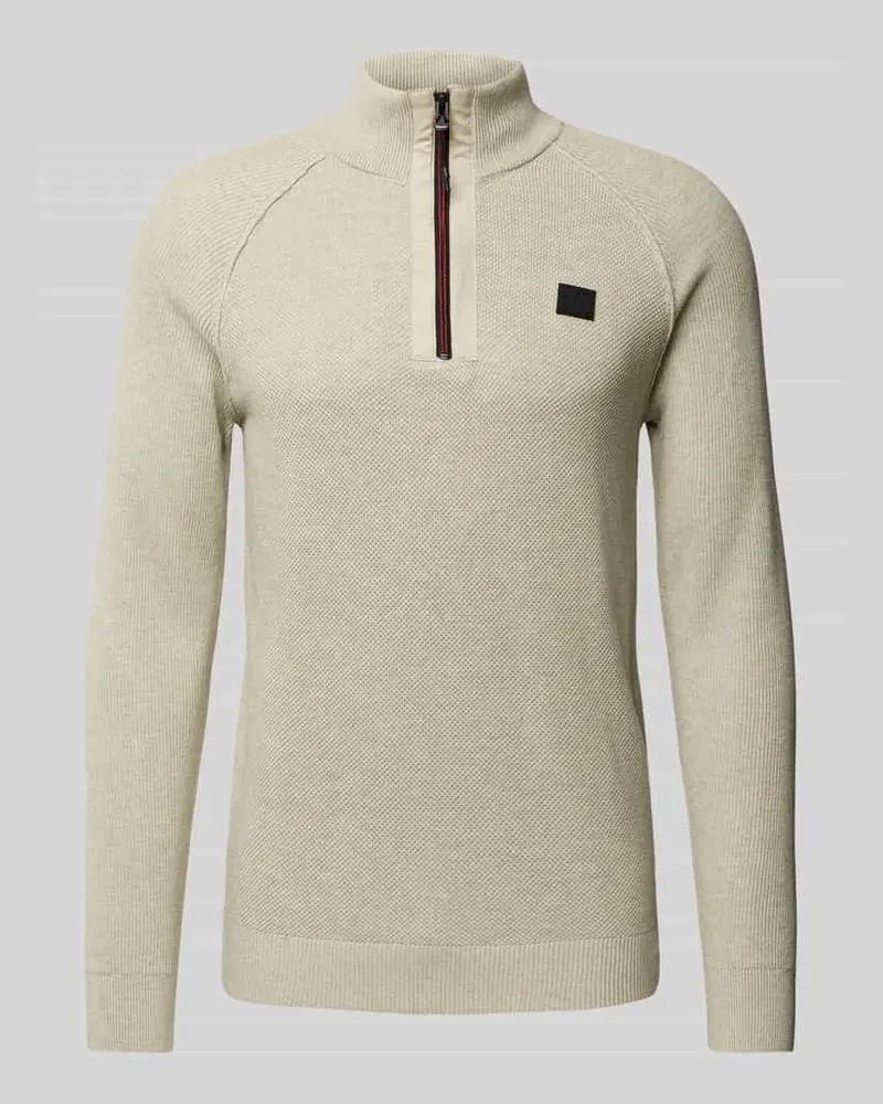 S.Oliver Regular Fit Strickpullover aus reiner Baumwolle mit Troyer-Kragen 
