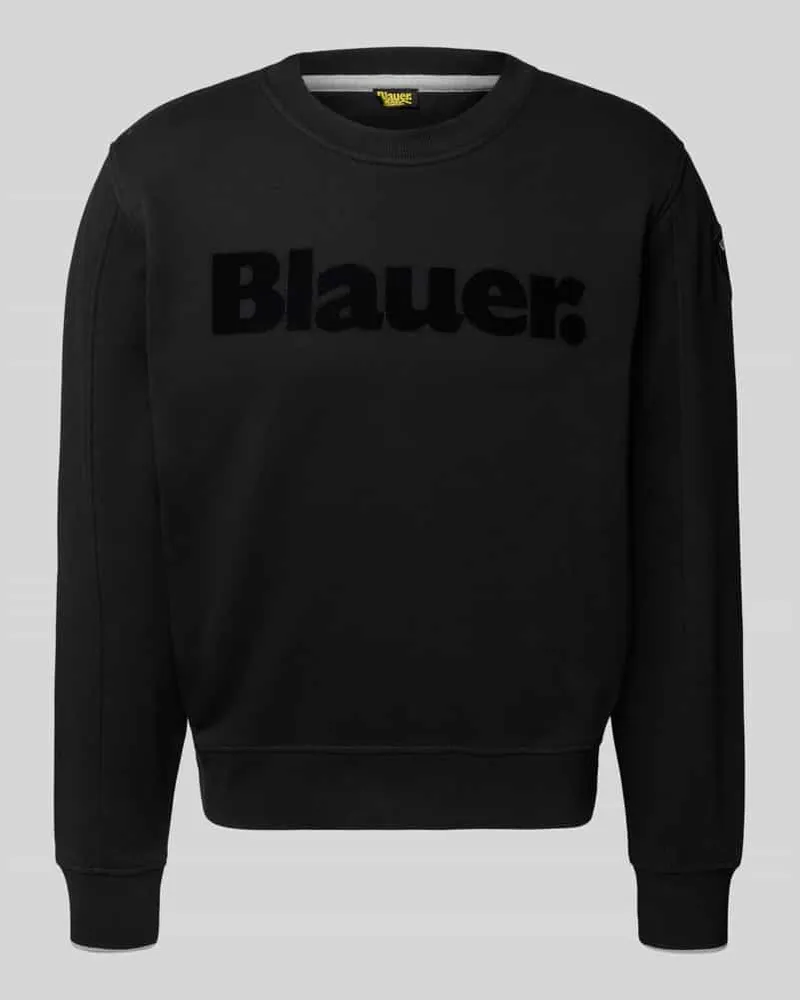Blauer Sweatshirt mit Label-Print Modell 'Crosby Black