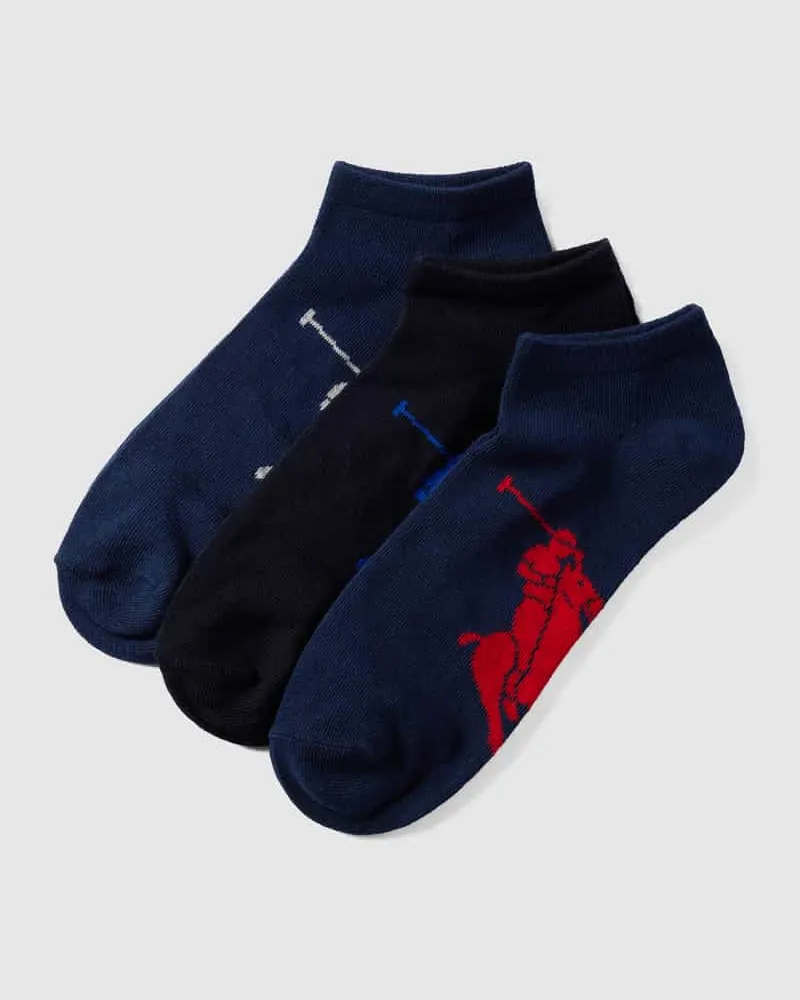 Ralph Lauren Sneakersocken mit Logo-Print im 3er-Pack Dunkelblau