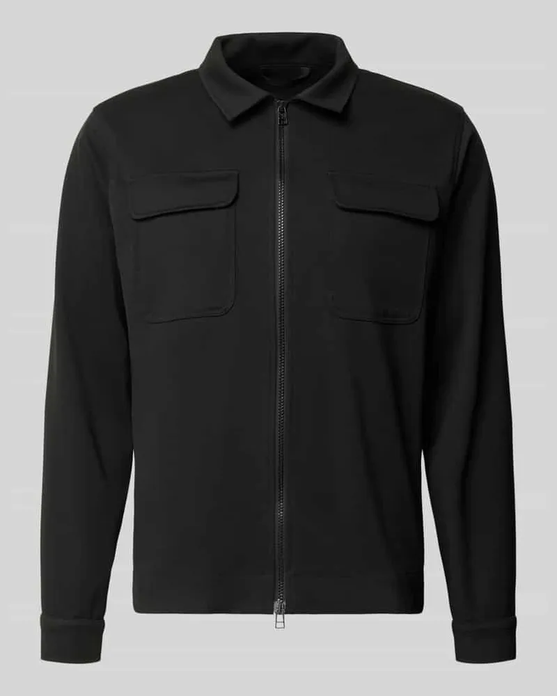 Zuitable Regular Fit Hemdjacke mit Viskose-Mix Modell 'Taylor Black