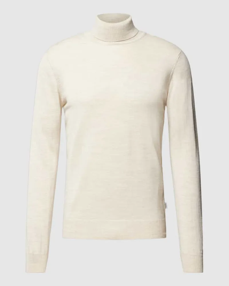 Casual Friday Wollpullover mit Label-Detail 