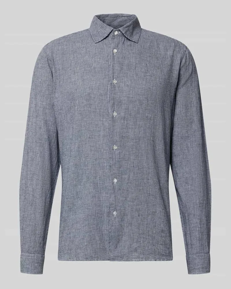 McNeal Regular Fit Freizeithemd aus Leinen-Baumwoll-Mix Dunkelblau