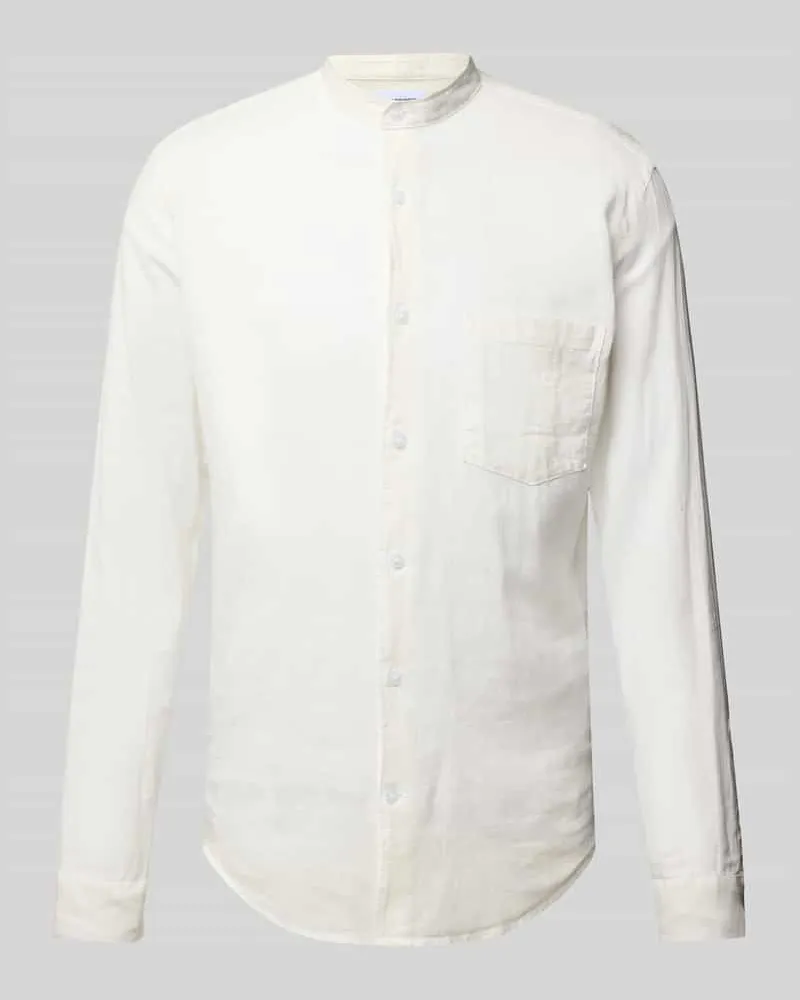 Lindbergh Regular Fit Freizeithemd aus Leinen-Baumwoll-Mix Weiss