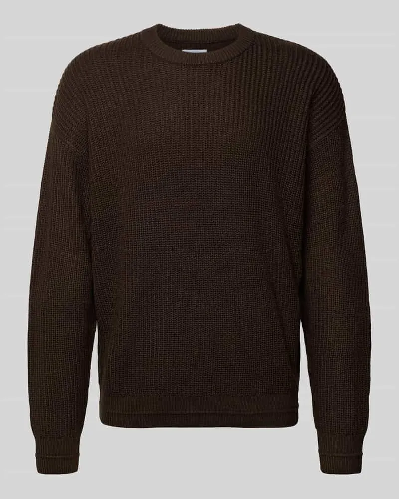 Jack & Jones Strickpullover mit Rundhalsausschnitt Modell 'KAITO Dunkelbraun