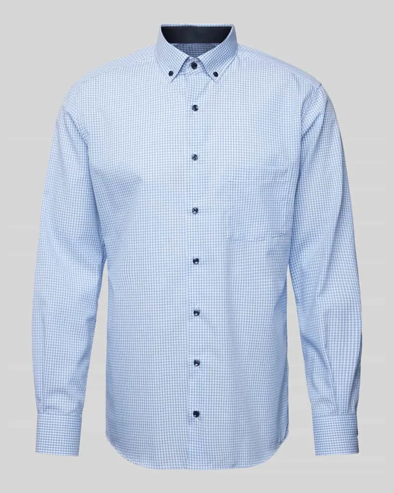 Eterna Regular Fit Businesshemd mit Karomuster Blau