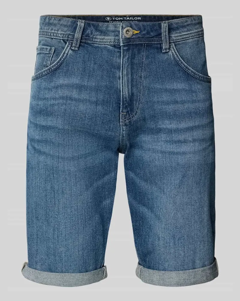 Tom Tailor Regular Fit Jeans Bermudas aus Baumwoll-Mix Blau