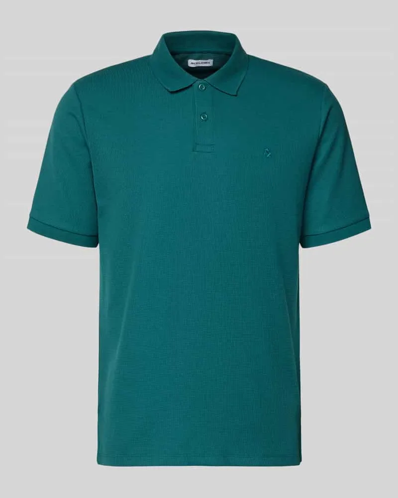 Jack & Jones Regular Fit Poloshirt mit Strukturmuster Modell 'AUSTIN Petrol