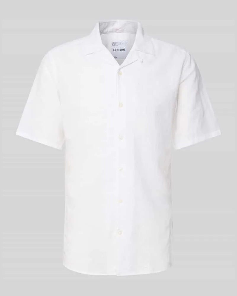 Only & Sons Freizeithemd aus Baumwoll-Leinen-Mix Modell 'CAIDEN Weiss