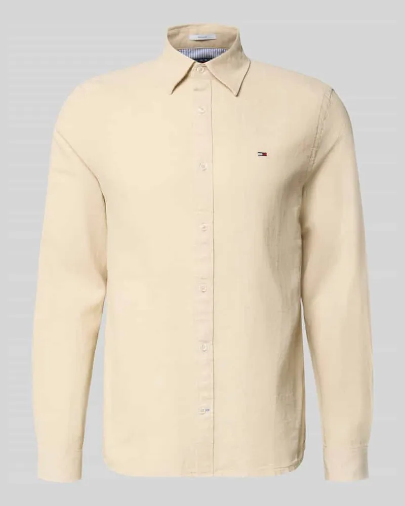 Tommy Hilfiger Regular Fit Freizeithemd aus Leinen-Baumwoll-Mix Beige