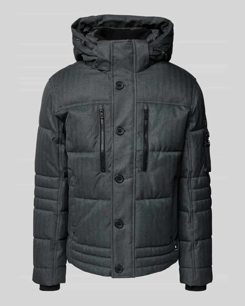 Tom Tailor Regular Fit Steppjacke mit abnehmbarer Kapuze Anthrazit