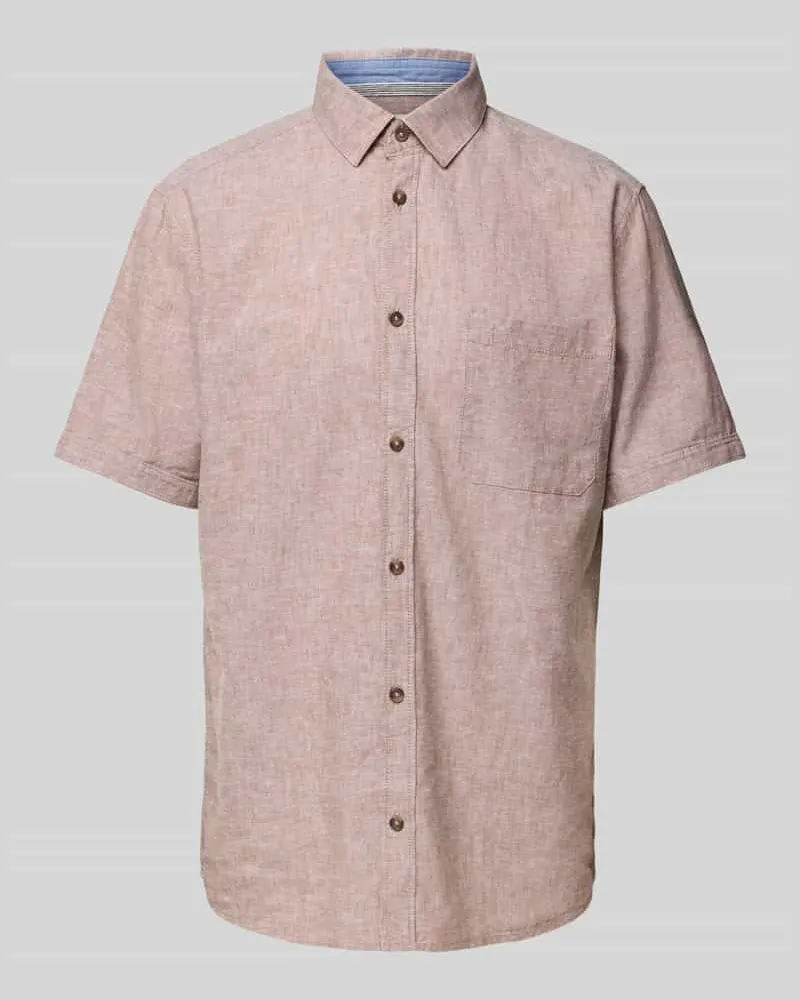 Tom Tailor Regular Fit Leinenhemd mit kurzem Arm 