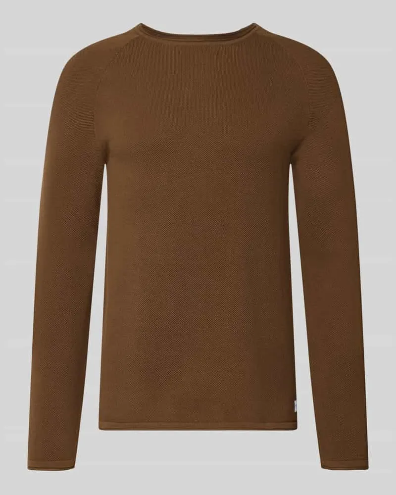 Jack & Jones Regular Fit Pullover aus reiner Baumwolle Modell 'Hill Mittelbraun