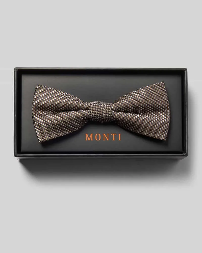 Monti Fliege aus Seide mit Strukturmuster Mittelbraun