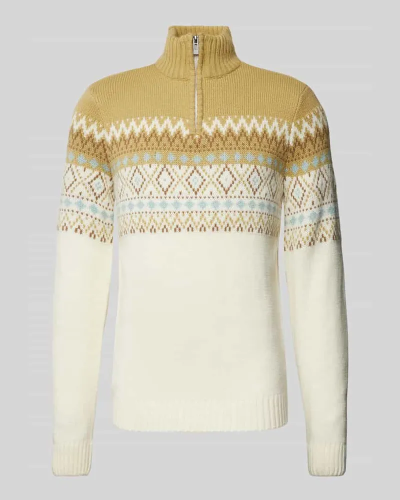 Blend Strickpullover mit Stehkragen Offwhite