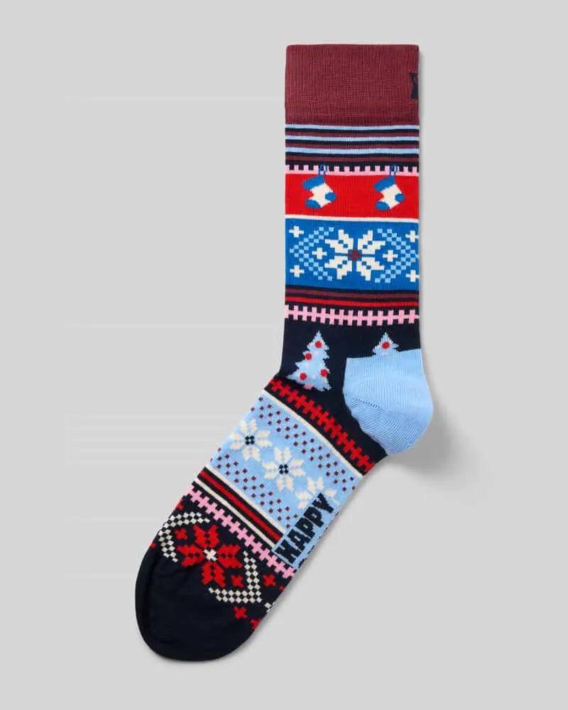 Happy Socks Socken aus elastischem Baumwoll-Mix Modell 'Christmas Dunkelblau
