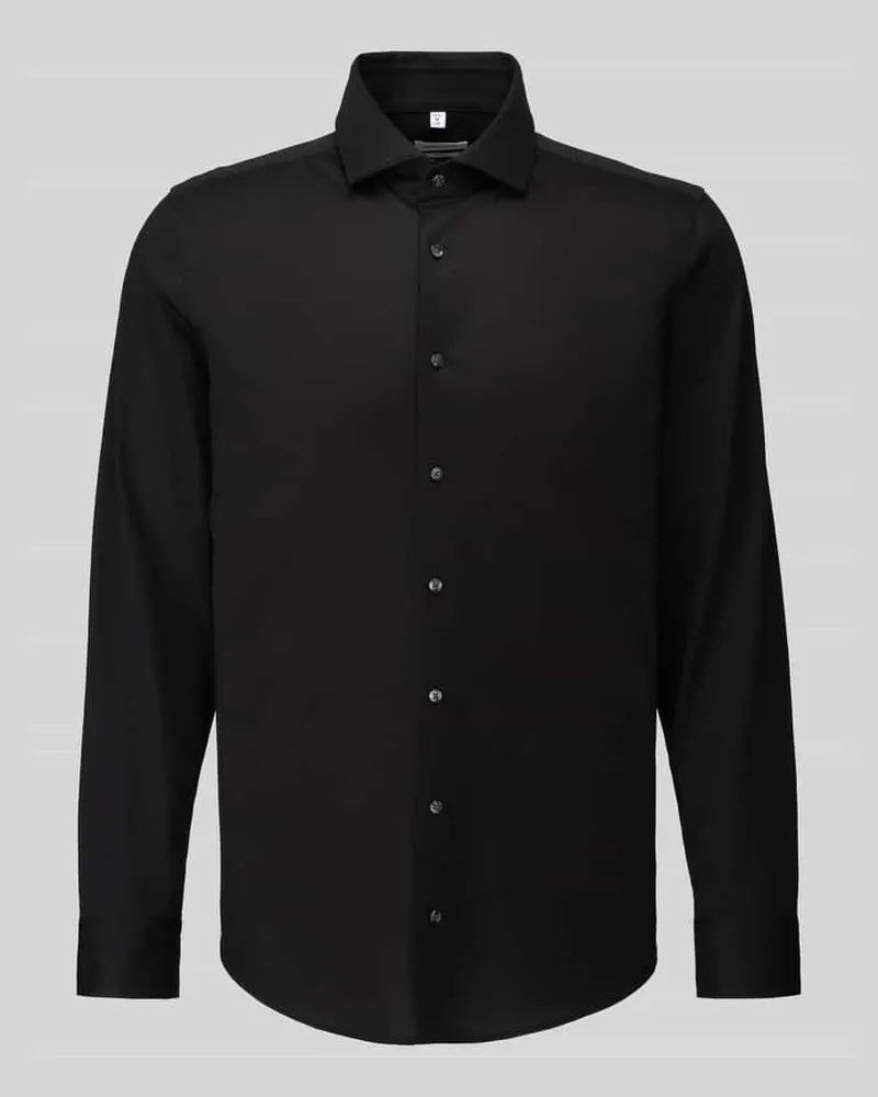 Seidensticker Slim Fit Businesshemd aus Baumwoll-Modal-Mix Modell 'Light Spread Kent Black