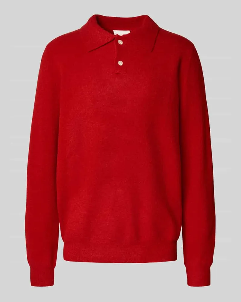forét Regular Fit Poloshirt aus Woll-Mix mit Knopfleiste 