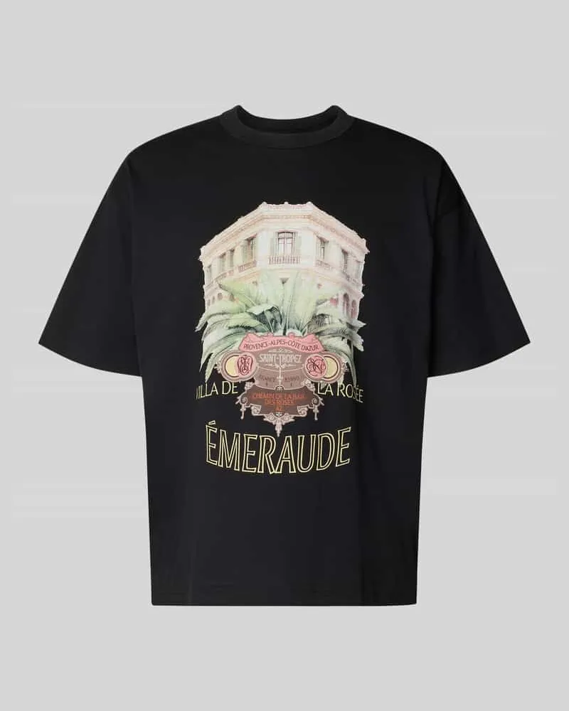 Jack & Jones T-Shirt mit Motiv-Print Modell 'MENTON Black
