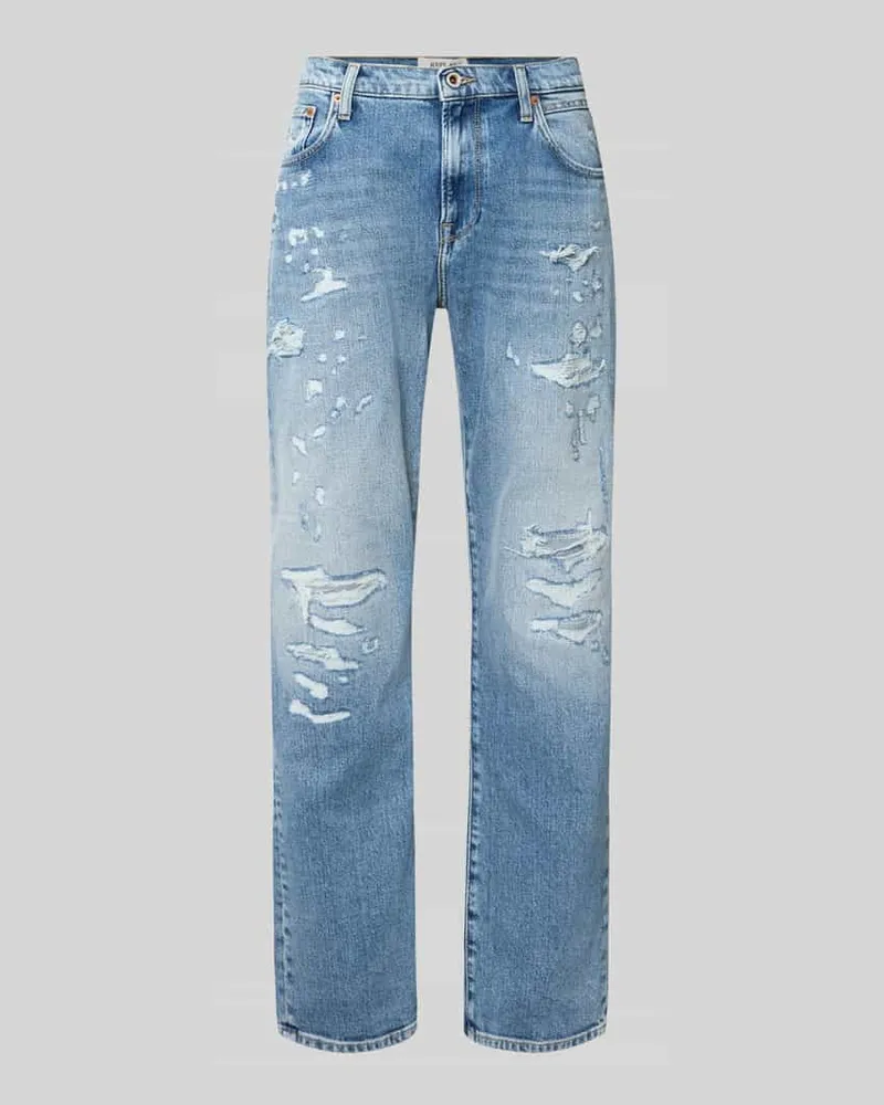 Replay Straight Fit Jeans im Destroyed-Look Modell 'AIDEEN Jeansblau