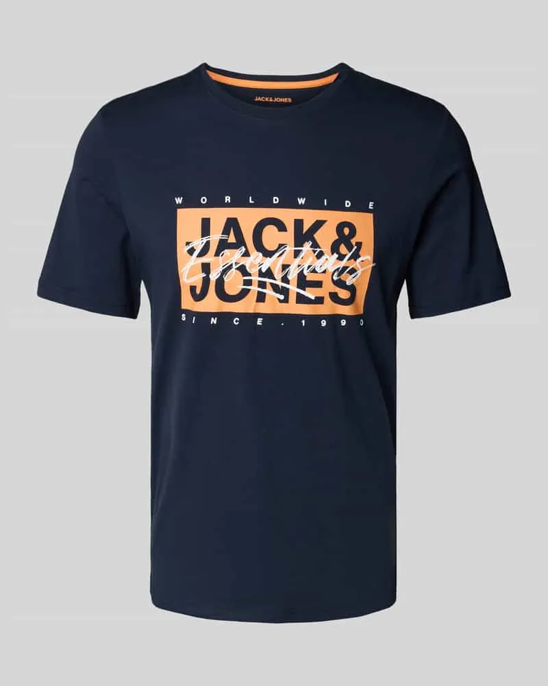 Jack & Jones T-Shirt mit Label-Print Modell 'COLTON Marine
