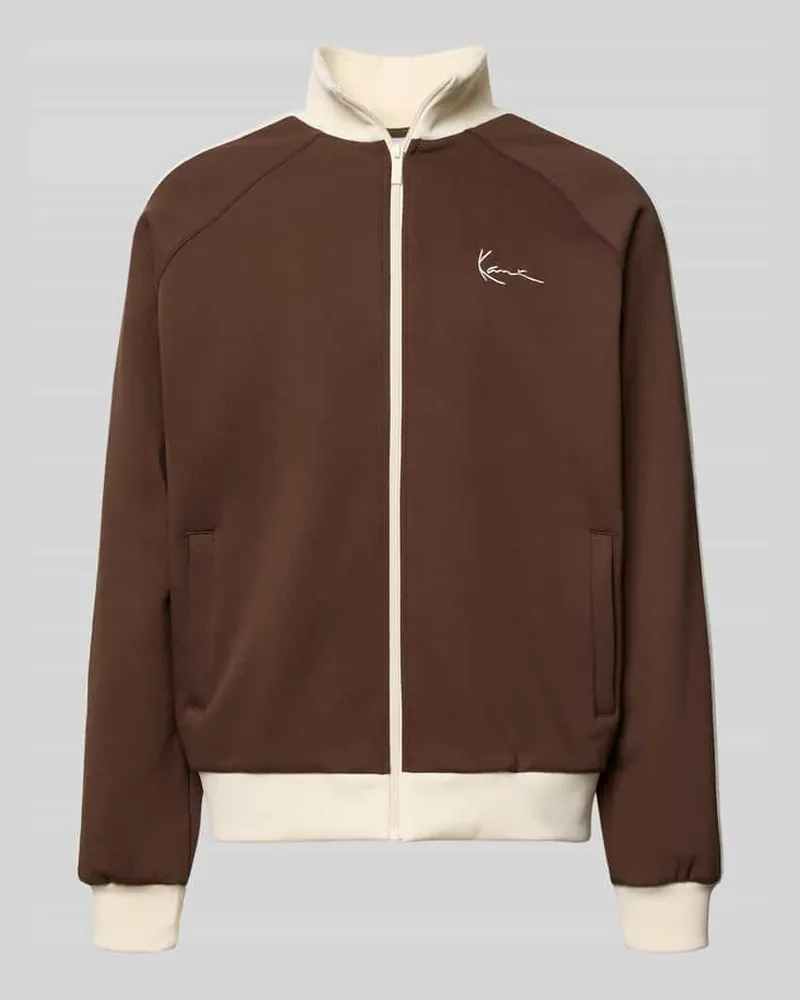 Karl Kani Sweatjacke mit Stehkragen Dunkelbraun