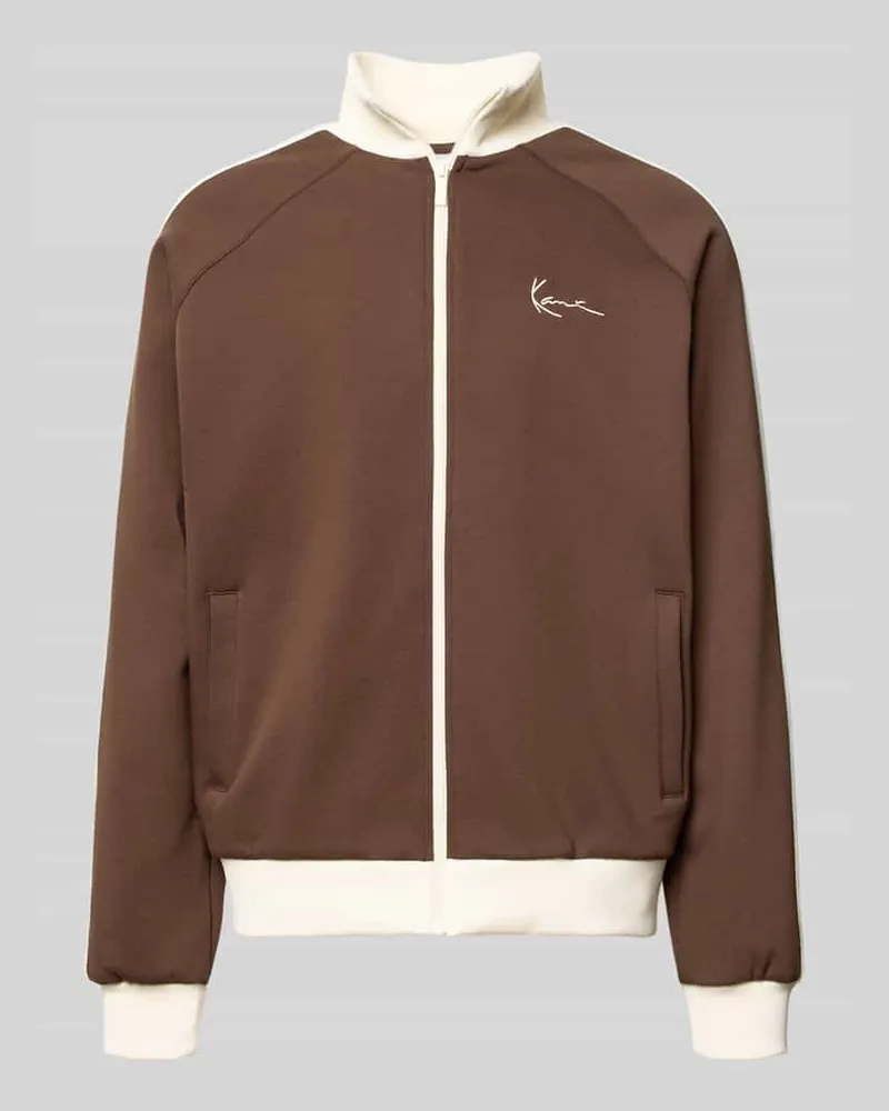 Karl Kani Sweatjacke mit Stehkragen Dunkelbraun