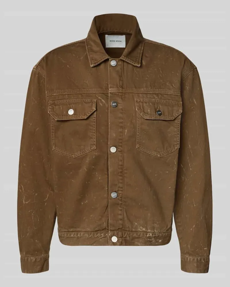 Wood Wood Jeansjacke mit Brusttaschen Modell 'Type 10 Dunkelbraun