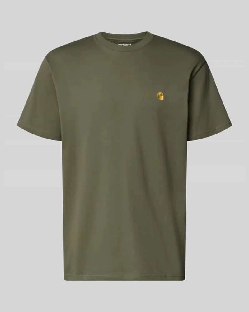 Carhartt WIP Regular Fit T-Shirt mit Logo-Stitching Modell 'Chase Oliv