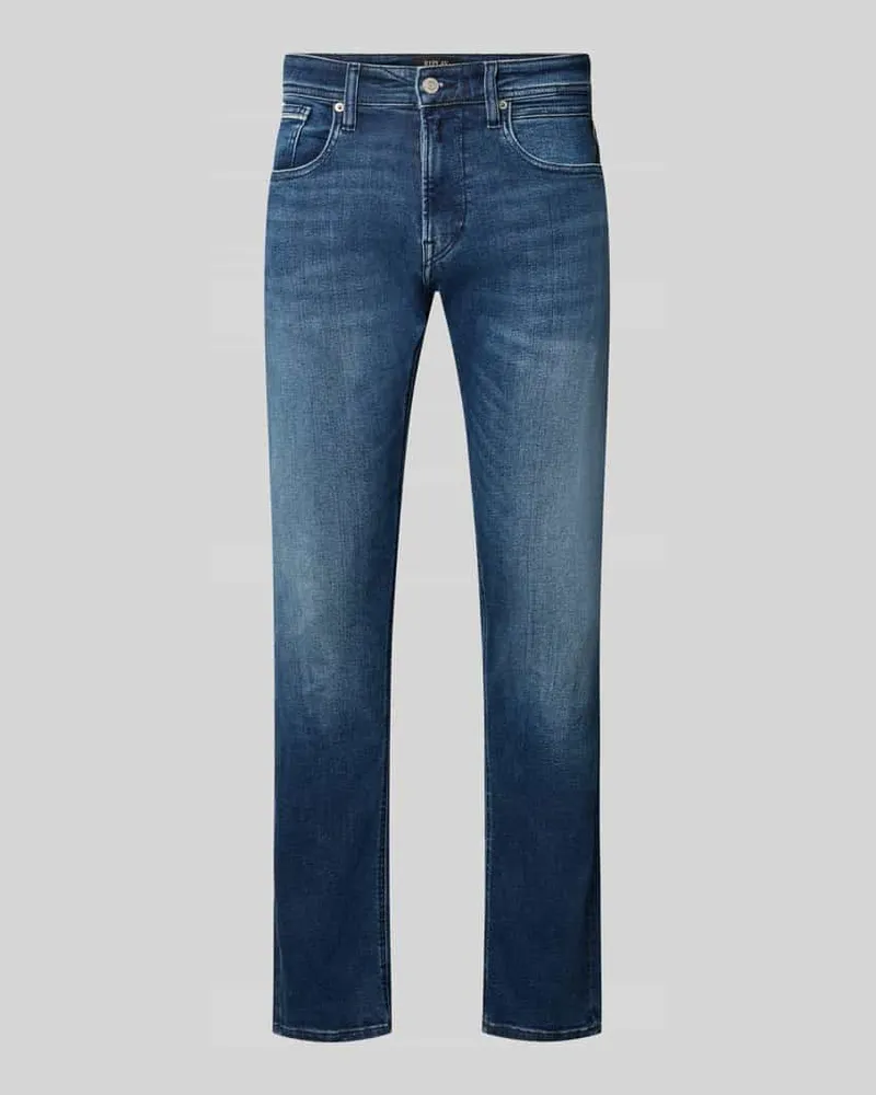 Replay Straight Fit Jeans mit Eingrifftaschen Modell 'GROVER Jeansblau