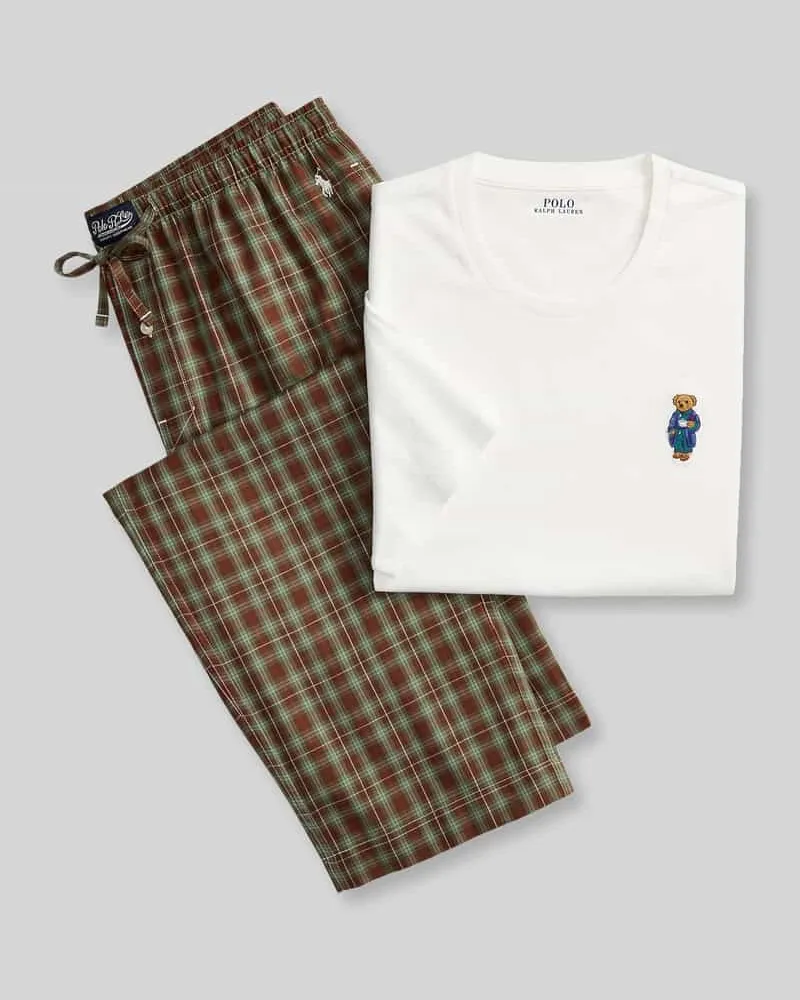 Ralph Lauren Pyjama-Set aus reiner Baumwolle Dunkelbraun