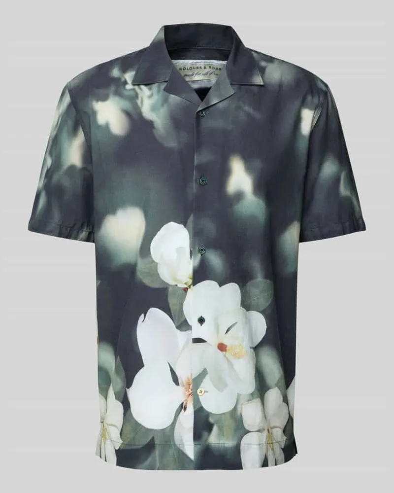 colours & sons Regular Fit Freizeithemd mit Reverskragen Blau