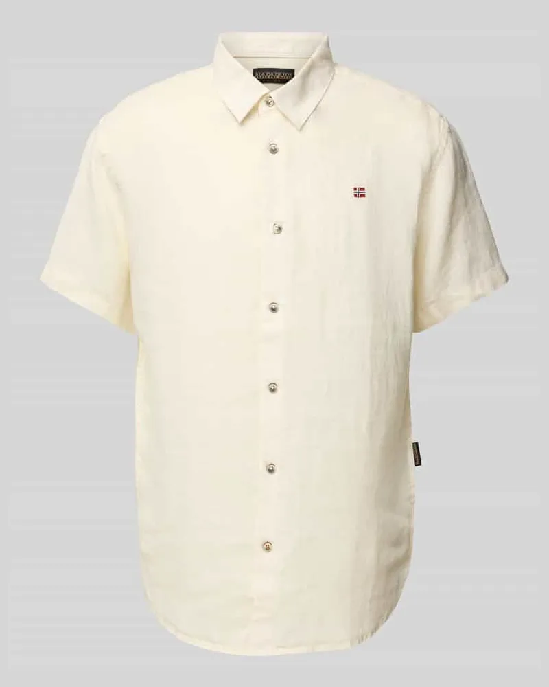 Napapijri Regular Fit Freizeithemd aus reinem Leinen Weiss