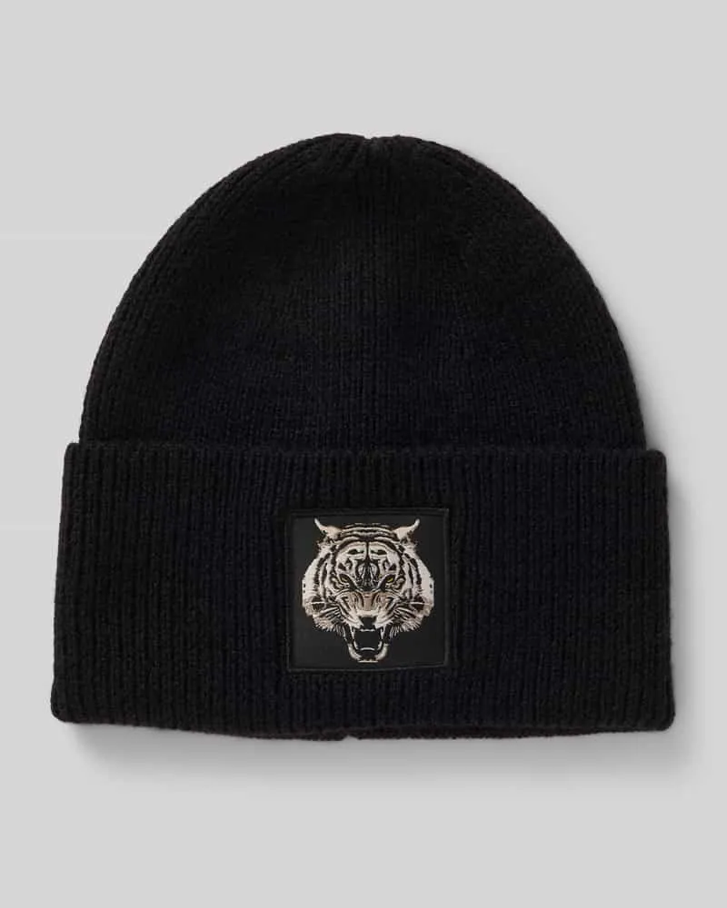 Antony Morato Beanie mit breitem Umschlag und Motiv-Stitching 