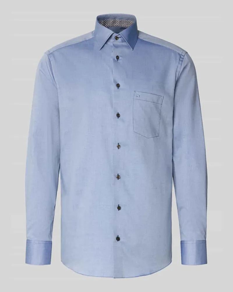 Olymp Modern Fit Businesshemd aus reiner Baumwolle Blau