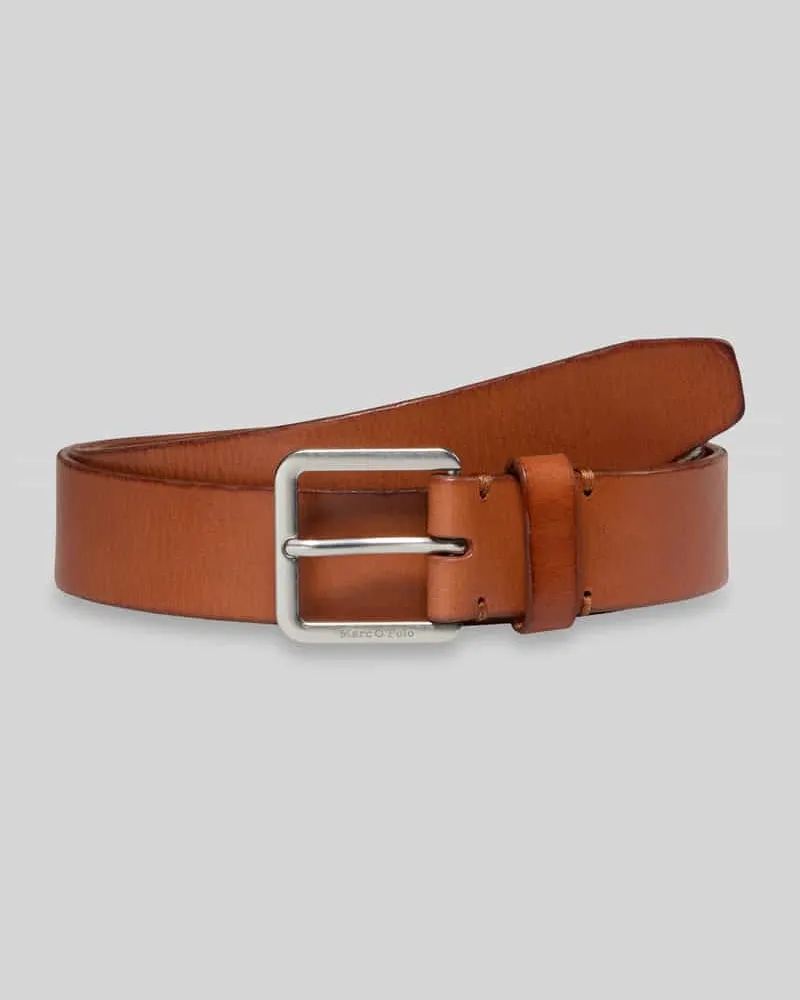 Marc O'Polo Gürtel aus Rindsnappa mit Metallschnalle Cognac
