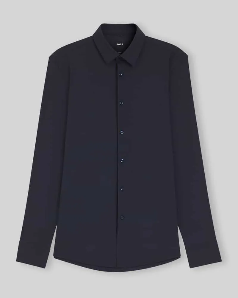 HUGO BOSS Slim Fit Businesshemd mit Kentkragen Modell 'P-HANK-S Marine