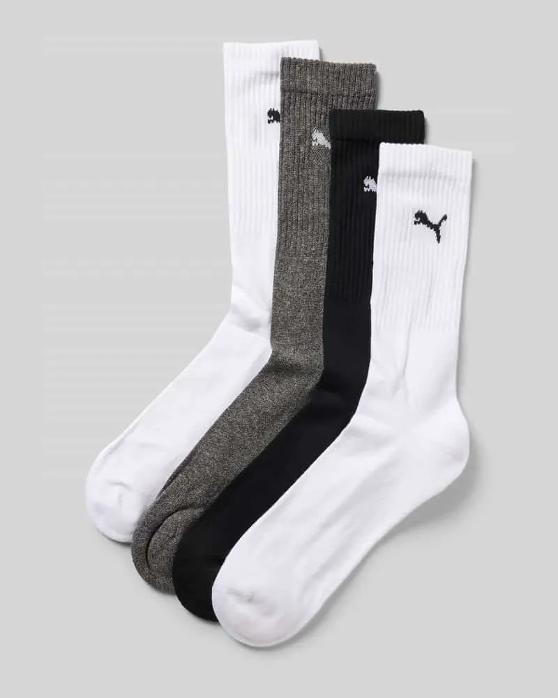 Puma Socken mit Label-Print im 4er-Pack Mittelgrau