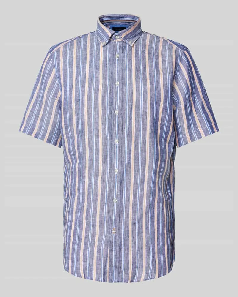 Christian Berg Regular Fit Freizeithemd aus reinem Leinen Marine