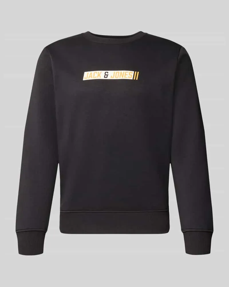 Jack & Jones Regular Fit Sweatshirt mit Baumwoll-Anteil Modell 'Munk Black