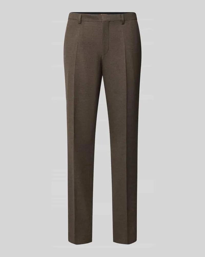 HUGO BOSS Slim Fit Business-Hose mit Bundfalte Dunkelbraun
