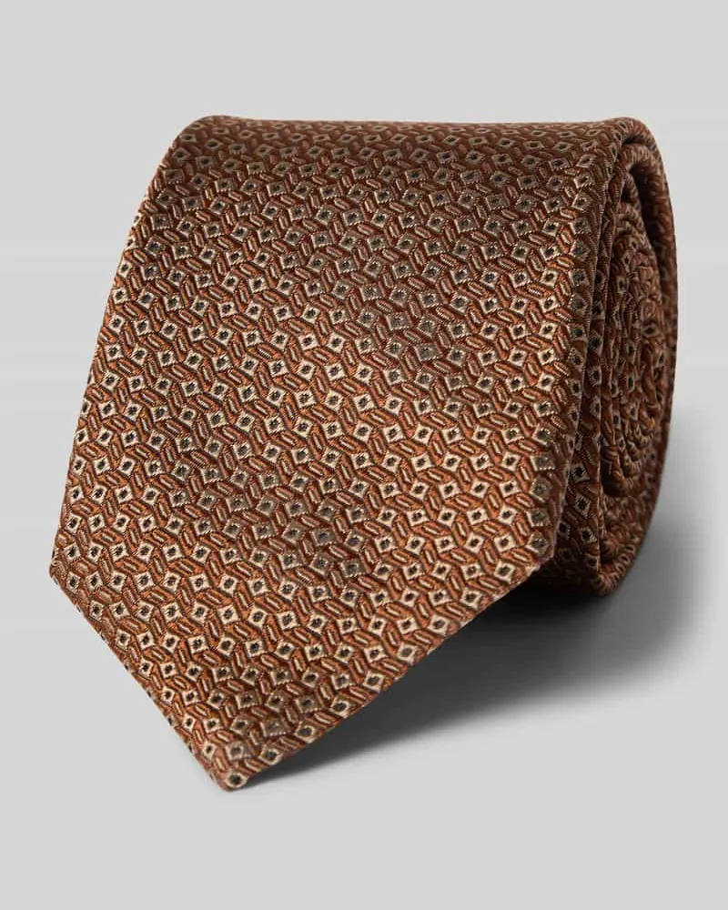 Blick Seidenkrawatte mit Strukturmuster (7,5 cm Dunkelbraun