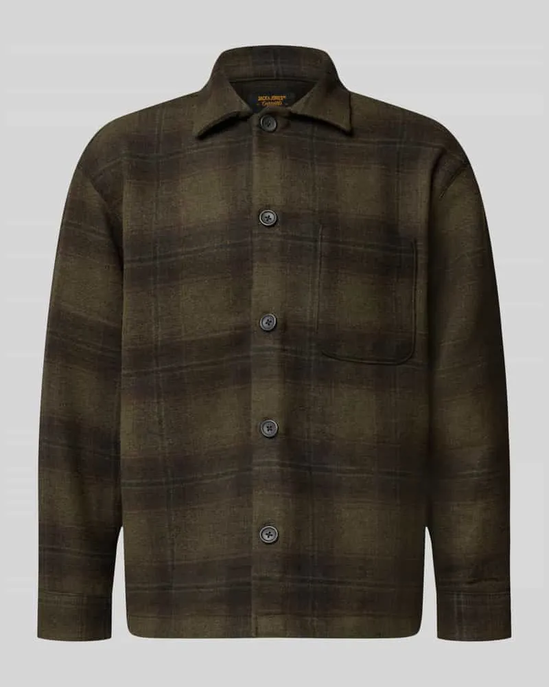Jack & Jones Regular Fit Hemdjacke mit Brusttasche Modell 'SOHO OLLIE Oliv