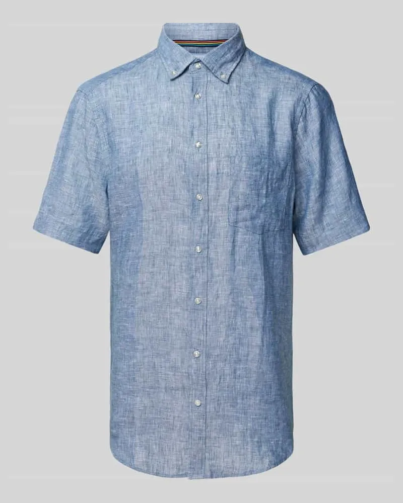Christian Berg Regular Fit Leinenhemd mit Button-Down-Kragen 