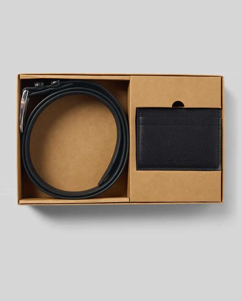 Jack & Jones Gürtel-Portemonnaie-Set in Leder-Optik Modell 'Cabilo Black