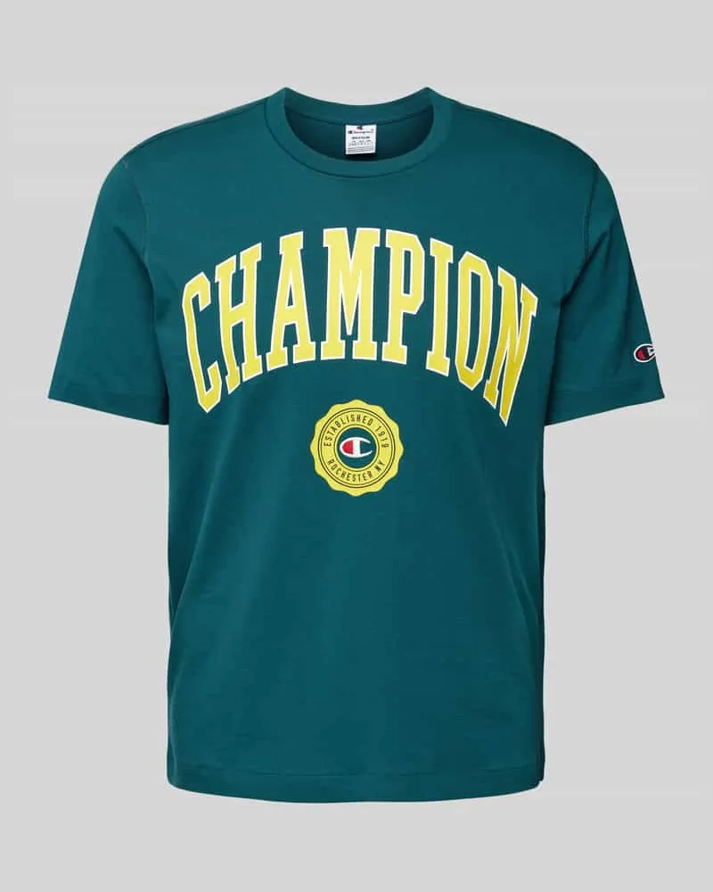 Champion T-Shirt mit Label-Print Modell 'Bookstore Gruen