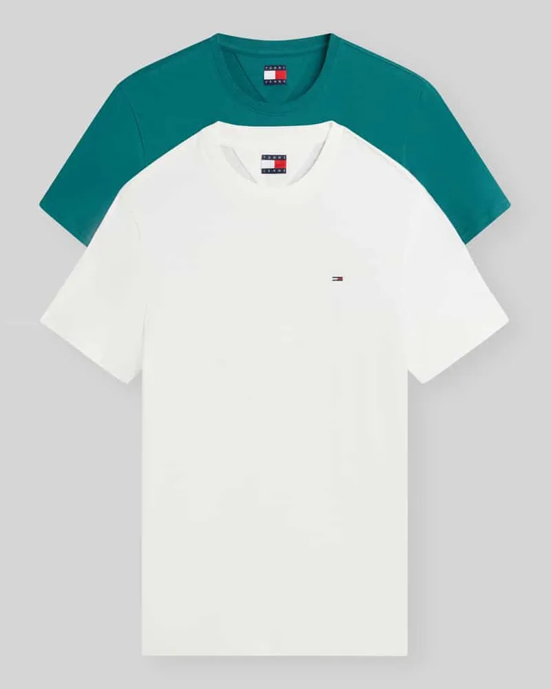 Tommy Hilfiger Slim Fit T-Shirts aus reiner Baumwolle im 2er-Pack Petrol
