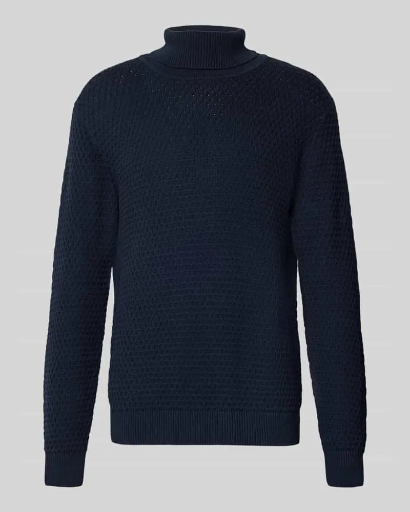 McNeal Rollkragenpullover mit gerippten Abschlüssen Dunkelblau