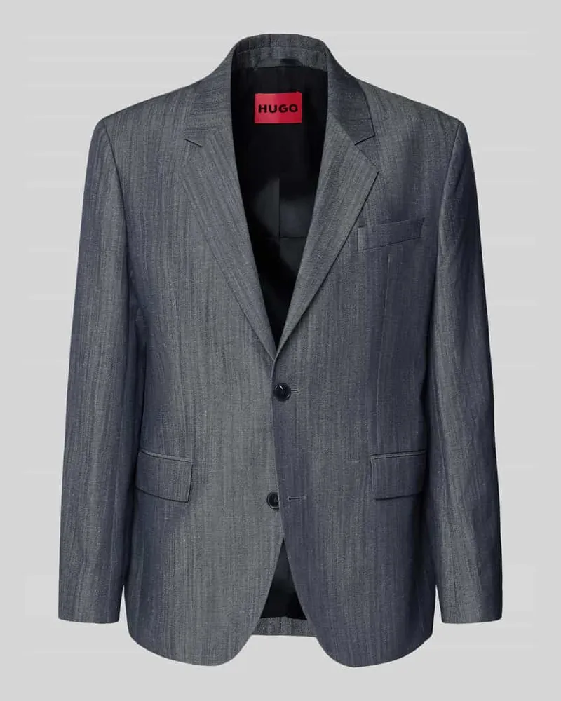 HUGO BOSS Modern Fit Sakko aus Schurwoll-Leinen-Mix Modell 'KARLO243X Jeansblau