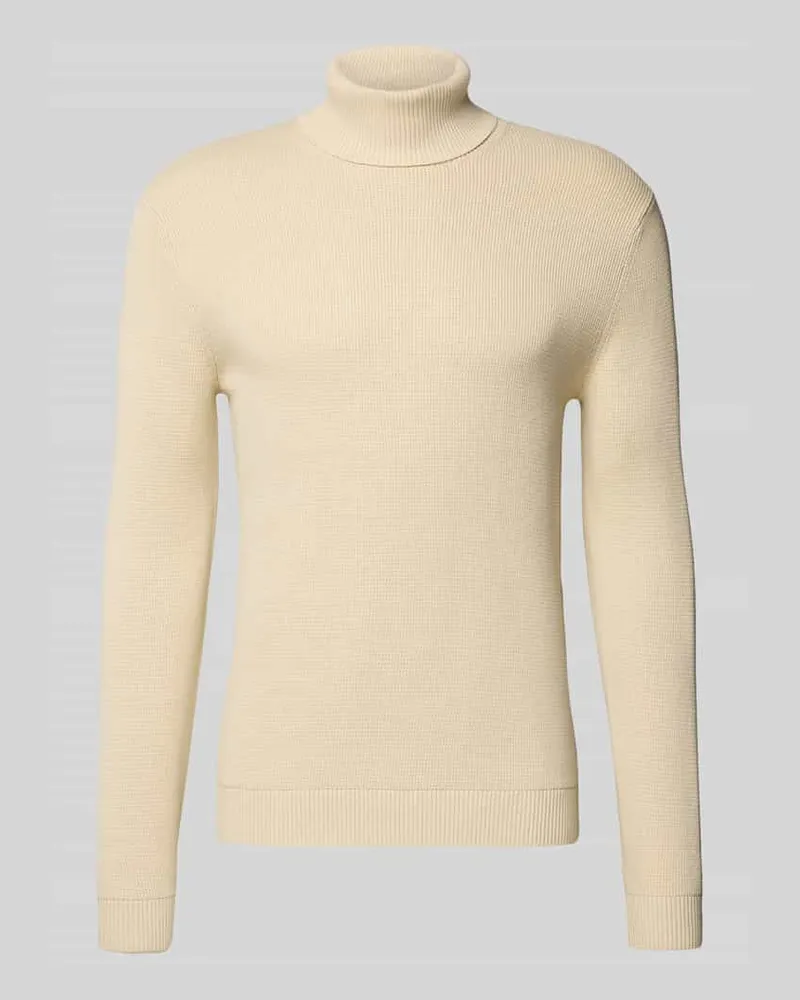 Selected Homme Regular Fit Rollkragenpullover aus reiner Baumwolle Modell 'DANE Offwhite